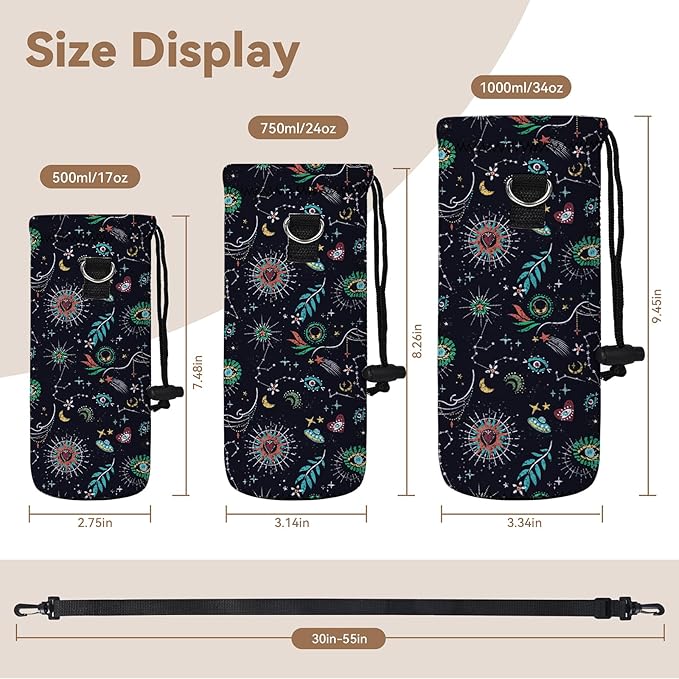 AUPET Water Bottle Sling Bag Carrier Crossbody Sleeve,Insulated Neoprene Bottle Case Holder Pouch Cover 500ML/17oz with Shoulder Strap for Walking Women Men-CubbioJoy