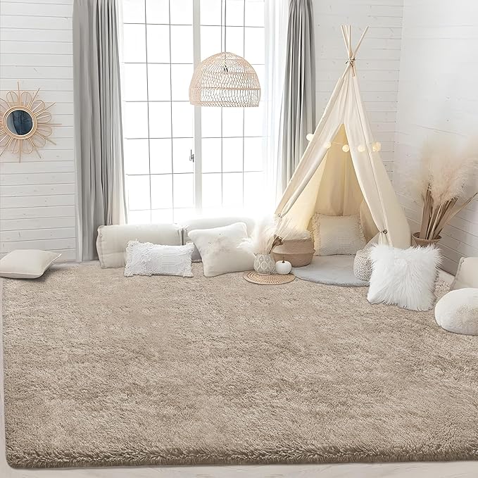 4x6 Area Rug for Living Room: Fluffy Shag Soft Washable Rugs Fuzzy Plush Indoor Carpet for Bedroom Nursery Playroom Dorm Kids Girls Boys Room (Camel, 4'x6')-CubbioJoy