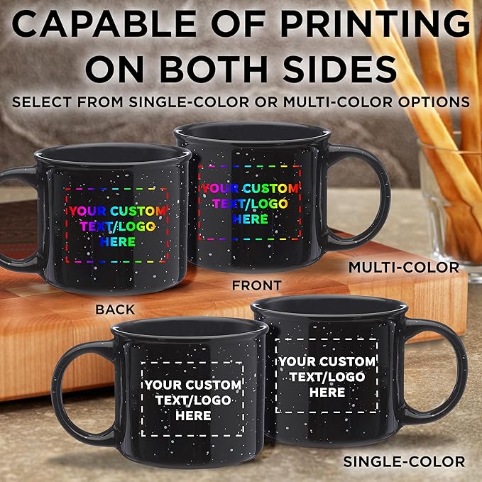 DISCOUNT PROMOS Custom Ceramic Campfire Coffee Mugs 13 oz. Set of 10, Personalized Bulk Pack - Perfect for Tea, Espresso, Cappuccino, Hot Cocoa - Black-CubbioJoy