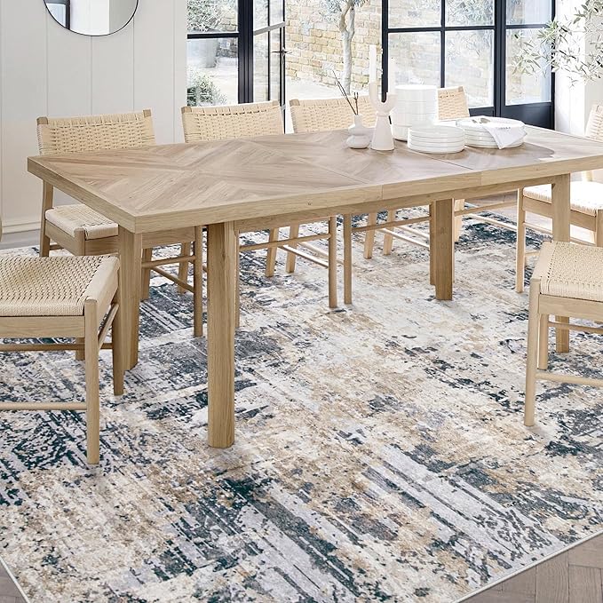 Area Rugs 6x9 Living Room: Washable Rug Modern Abstract Large Rugs Soft Non Slip Neutral Rug Stain Resistant Indoor Carpet for Bedroom Kitchen Dining Room Nursery Home Office Rugs(Black Brown,6'x9')-CubbioJoy