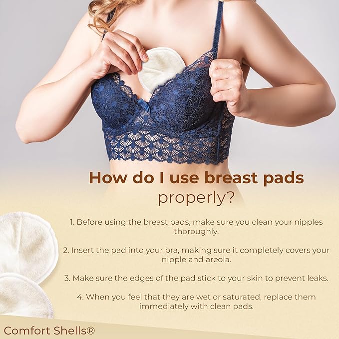 Comfort Shells® Reusable Nursing Pads – 14 Pack Ultra Soft Breast Pads + Laundry Bag + Nursing Clip Bracelet – Washable, Hypoallergenic – Absorbs Breast Milk Leaks-CubbioJoy
