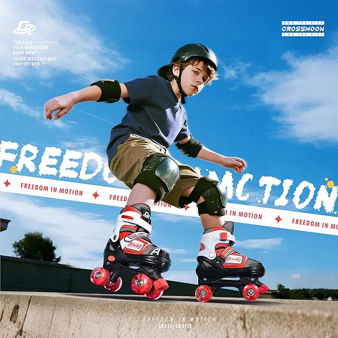 Adjustable Quad Skates for Kids, Teens, and Adults – Light-Up Wheels – Comfortable Fit, Secure Closure, Indoor and Outdoor Roller Skates for Boys and Girls-CubbioJoy