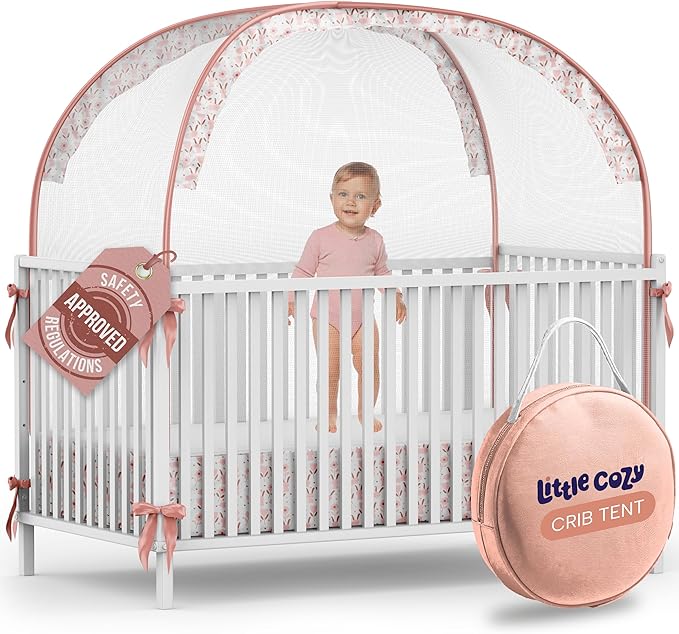 Crib Tent to Keep Baby from Climbing Out – Pop Up Crib Net Canopy with Strong Breathable Mesh, Double Auto-Lock Zippers & Durable Frame – Easy Install Baby Safety Cover for Standard Cribs-CubbioJoy