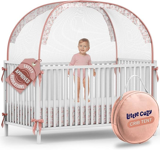 Crib Tent to Keep Baby from Climbing Out – Pop Up Crib Net Canopy with Strong Breathable Mesh, Double Auto-Lock Zippers & Durable Frame – Easy Install Baby Safety Cover for Standard Cribs-CubbioJoy