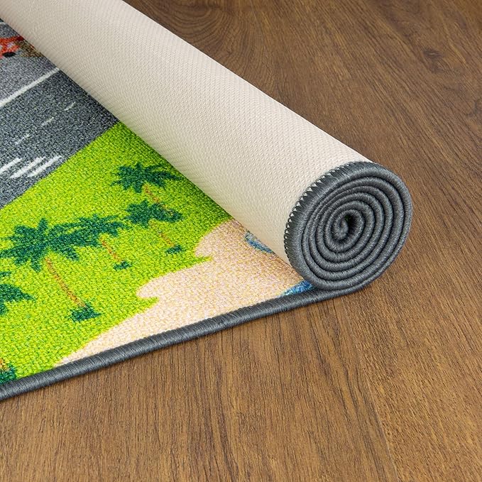 KC Cubs 5x7 City Streets Car Road Rug – Educational Non-Slip Play Mat for Kids, Toddlers, Nursery, Classroom, Playroom, Baby Daycare, Boy Girl Carpet-CubbioJoy