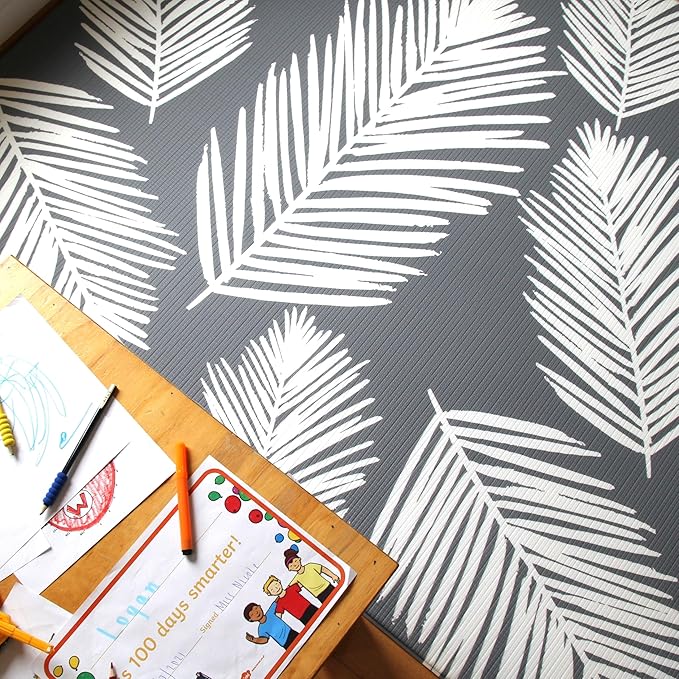 Cushmat Stylish Reversible Foam Play Mat (Large, Alpha - Palm Char) - Soft, Waterproof, Durable Play mat for Infants, Babies, Toddler, Kids & Grownup - 6.5ft x 4.5ft-CubbioJoy