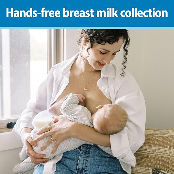 Dr. Brown's 100% Silicone One-Piece Breast Pump,Hands-Free Breast Milk Collector with Anti-Colic Options+ Baby Bottle (4 oz/120 mL),Level 1 Nipple,Travel Lid and Travel Bag-CubbioJoy