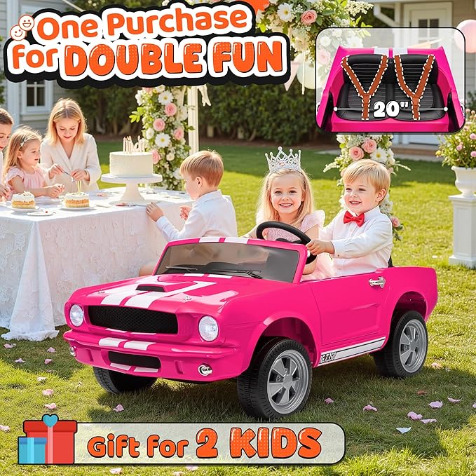 24V 2 Seater Ride on Toys, Licensed Shelby Cobra Kids Power Car Wheeler Ride On Toy w/ 2WD/4WD Switchable, Remote Control, 19" Spacious Seat, 4 Spring Suspension, Music, Bluetooth-CubbioJoy