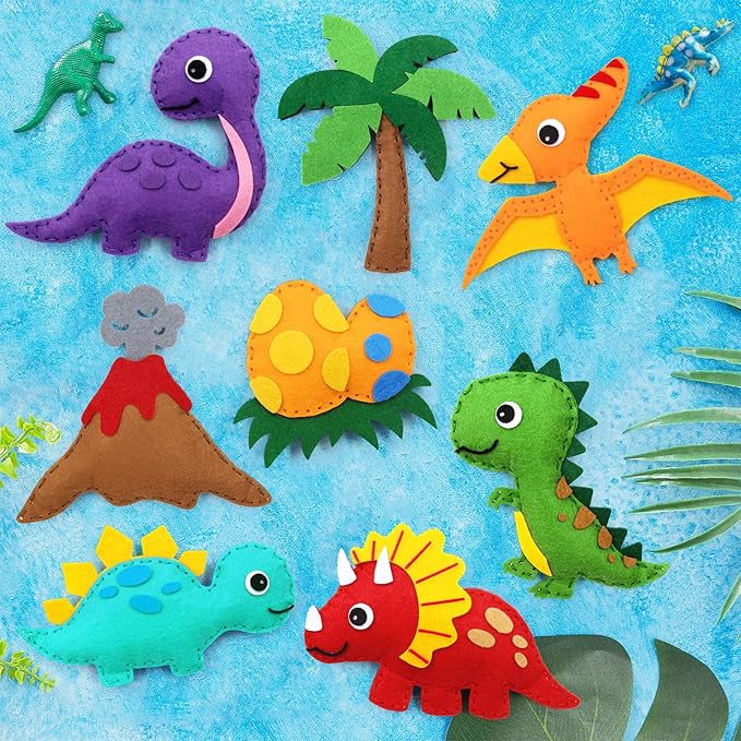 CiyvoLyeen Dinosaur Sewing Kit Dinosaur Felt Animal DIY Crafts for Girls and Boys Educational Sewing for Kids Art Craft Kits for Beginners-CubbioJoy