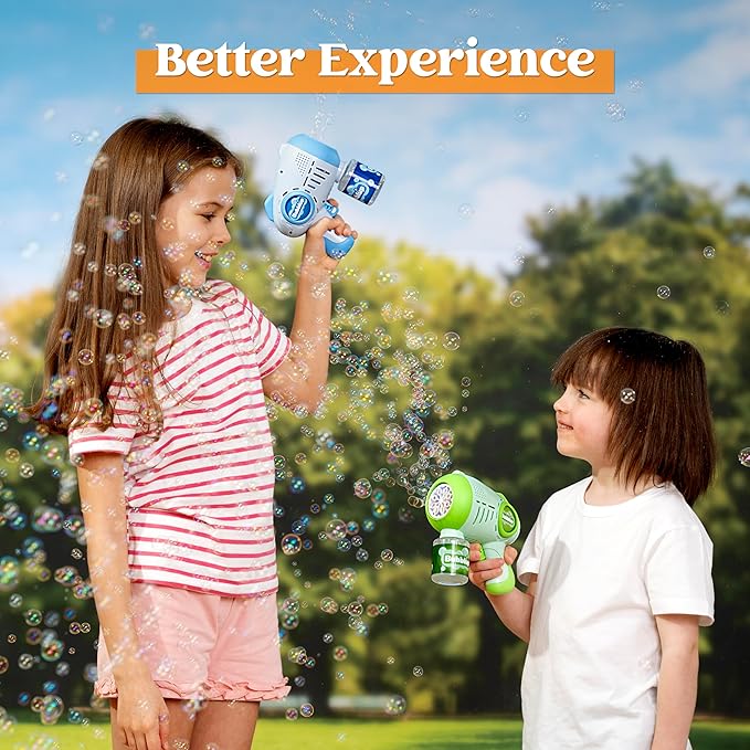 JOYIN 2 Kids Bubble Guns with 4 Bottles Solution, Automatic Bubble Machine Gun with 8 Holes for Kids, Adults, Summer Toys, Easter Basket Stuffers, Birthday Gift, Party Favors-CubbioJoy