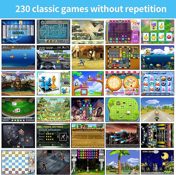 16 Bit Handheld Game for Kids Built-in 230 HD Classic Retro Video Games USB Rechargeable 3.0 Inch Childrens Travel Electronics Toys Portable Gaming Player System Gift for Boys Girls Ages 4-8-12-CubbioJoy
