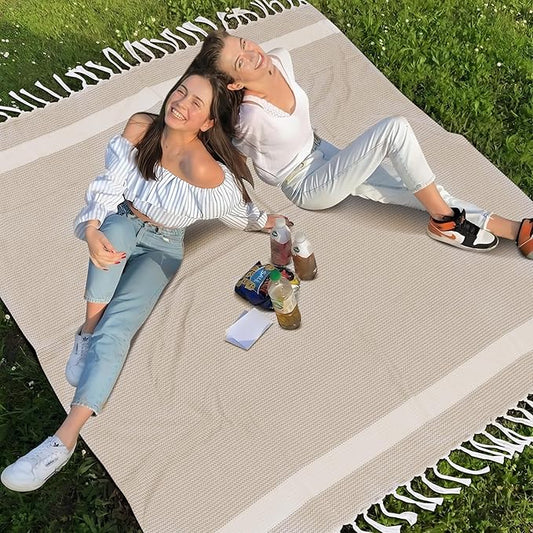 Jumbo Turkish Beach Towel Blanket Picnic Ourtdoor Mat Oversized Sandproof Fast Dry Thin Extra Large Xl Huge Linen Compact Organic Cotton Summer Vacation Gifts Travel Essential Cruise Ship Necessities-CubbioJoy