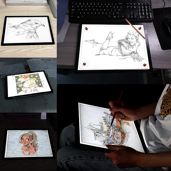 A4 Wireless Battery Powered Light Pad, TOHETO Tracing Light Box Dimmable Brightness Rechargeable LED Light Board Portable Cordless Copy Board for Artist Drawing Sketching X-ray Viewing-CubbioJoy