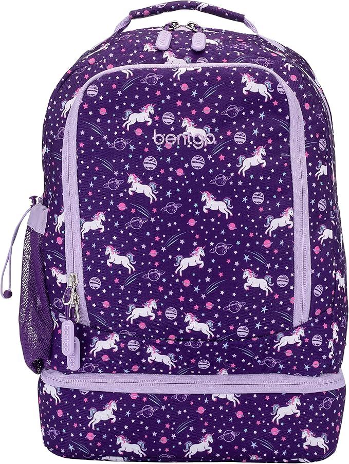 Bentgo Kids 2-in-1 Backpack & Insulated Lunch Bag - Durable 16” Backpack & Lunch Container in Unique Prints for School & Travel - Water Resistant, Padded & Large Compartments (Unicorn)-CubbioJoy