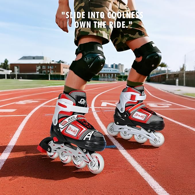 Adjustable Inline Skates for Kids, Teens, and Adults – ABEC-7 Bearings, PU Wheels, Comfortable Fit, for Indoor and Outdoor Skating-CubbioJoy