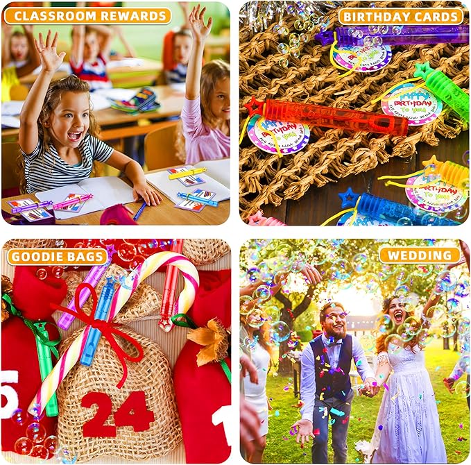 200 Pack Star Bubble Wands,Party Favors Supplies for Toddlers Kids’ Birthday, Summer Outdoor Celebrations,School Classroom Carnival Prize Giveaways,Bulk Gift Box as Goody Bags Stuffer-CubbioJoy