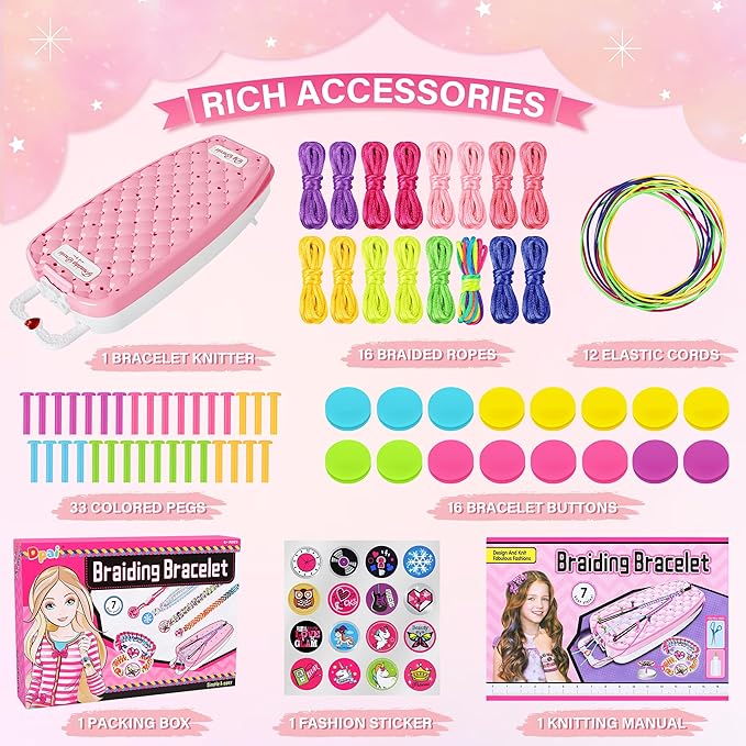 Dpai Friendship Bracelet Making Kit for Girls,DIY Arts and Crafts Toys,Jewelry String Maker Kit,The Best Birthday Gifts Ideas for Girls 6 7 8 9 10 11 12+ Years Old（Pink）-CubbioJoy