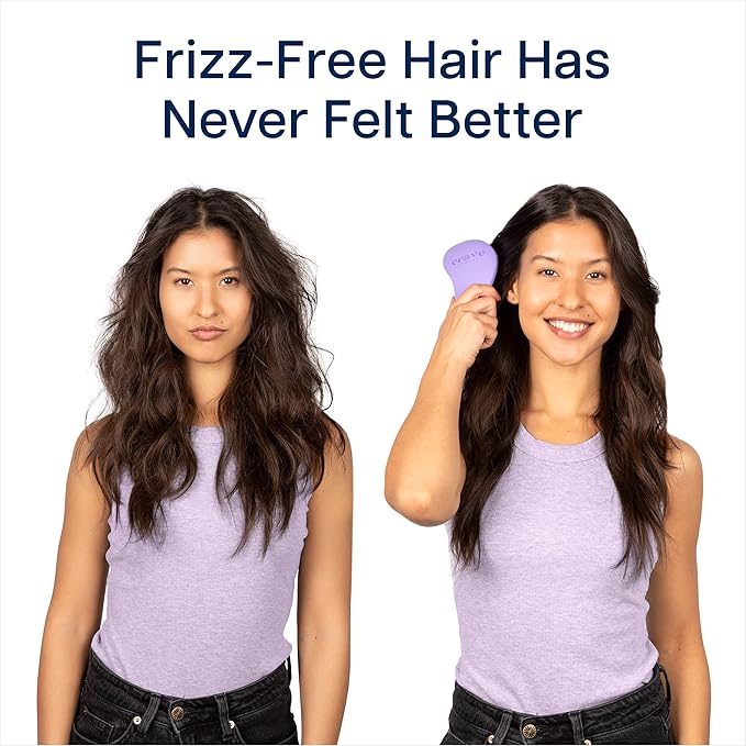 Crave Naturals Glide Thru Detangling Brush for Adults and Kids - Detangler Brush for Curly or Straight, Wet or Dry Hair - Gentle on Tangles Hair Comb - 7.5x3-Inch, Pink and Purple (Pack of 2)-CubbioJoy