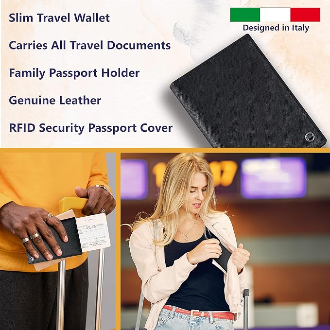 2 Passport Holder - Travel Essentials, RFID Blocking Wallet Credit Card Organiser, Plain Accessories Slim Cover For Men & Women-CubbioJoy