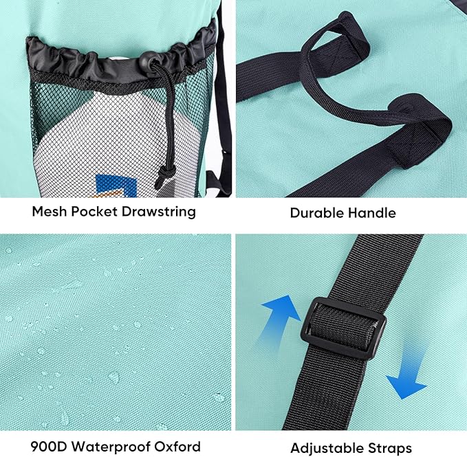 BALEINE 150L Laundry Bag Backpack, 900D Oxford Fabric Large Travel Laundry Bags with Shoulder Straps and 2 Mesh Pockets for College Dorm, Apartment, Laundromat (Sky Blue, 150L)-CubbioJoy