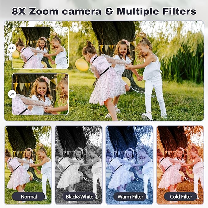 Digital Camera FHD 1080P Video & 8X Digital Zoom - Compact Point and Shoot Digital Camera with 2.4" Screen, 800mAh Rechargeable Battery Portable Small Camera for Kids Teens Girls Boys(Black)-CubbioJoy