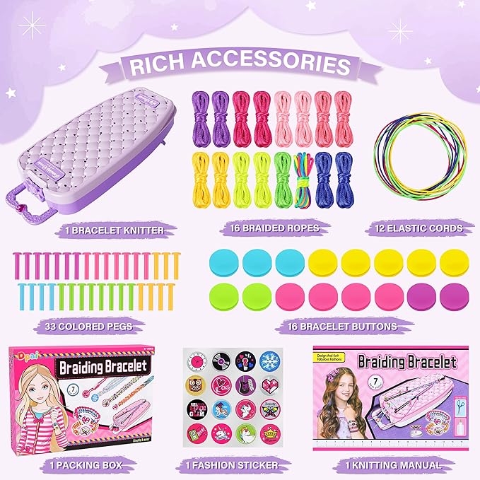 Dpai Friendship Bracelet Making Kit for Girls,DIY Arts and Crafts Toys,Jewelry String Maker Kit,The Best Birthday Gifts Ideas for Girls 6 7 8 9 10 11 12+ Years Old（Double Purple-CubbioJoy
