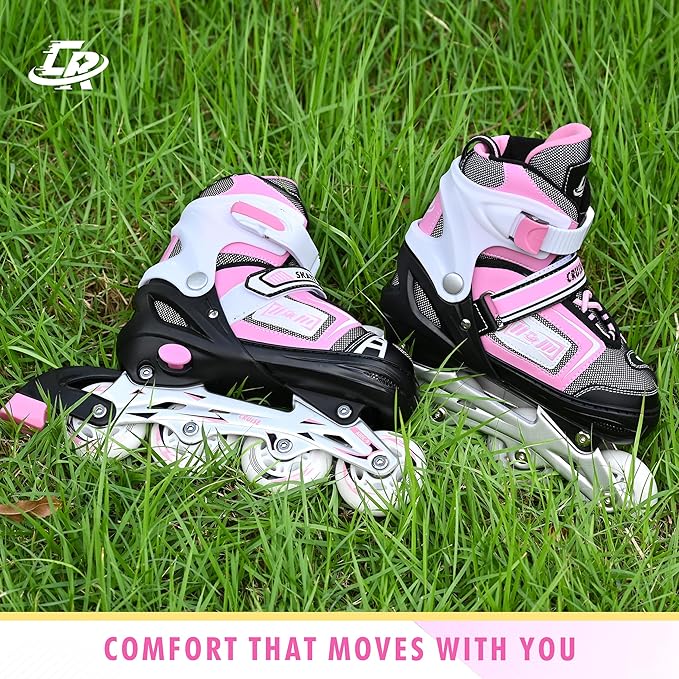 Adjustable Inline Skates for Kids, Teens, and Adults – ABEC-7 Bearings, PU Wheels, Comfortable Fit, for Indoor and Outdoor Skating-CubbioJoy