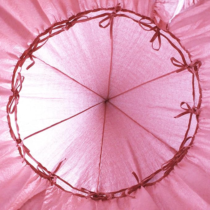 Bed Canopy with Frills Reading Nook Game Tent for Kids Boho Hanging Net Play Room Decor(Dusty Rose)-CubbioJoy