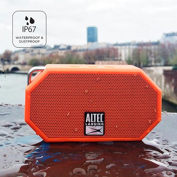Altec Lansing Mini H2O - Waterproof Bluetooth Speaker, IP67 Certified & Floats in Water, Compact & Portable Speaker for Hiking, Camping, Pool, and Beach,Orange-CubbioJoy