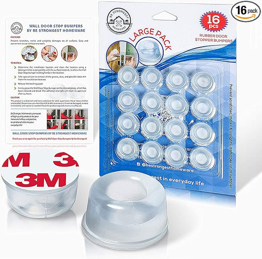 Door Stoppers Wall Protector [16 Pack] Wall Door Stop Small Size | Rubber Door Bumpers Small Size | Self Adhesive Door Stopper | Shower Door Bumpers | Clear Stick on Headboard Stoppers Rubber Bumpers-CubbioJoy