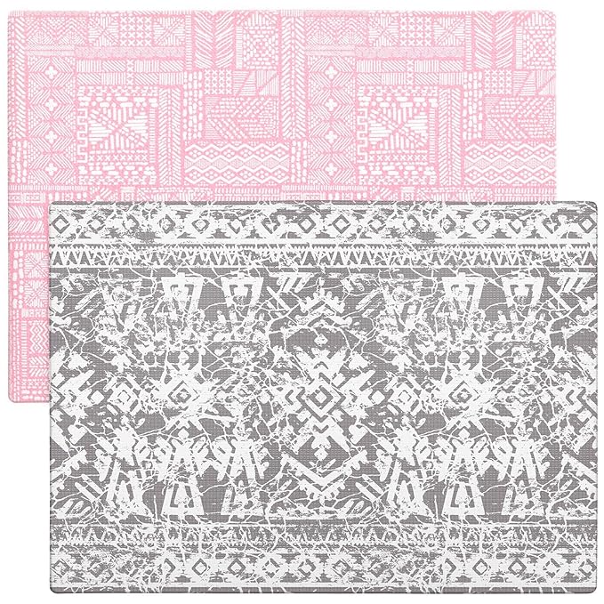 Cushmat Stylish Reversible Foam Play Mat (Large, Explorer - Ash Rose) - Soft, Waterproof, Durable Play mat for Infants, Babies, Toddler, Kids & Grownup - 6.5ft x 4.5ft-CubbioJoy