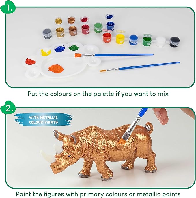 BONNYCO Animal Toys for Kids Painting Kit with 16 Figurines Animal Kids Crafts 4-8 with Glow in The Dark, Safari Gifts for Boys and Girls | Boy Toys 3 4 5 6 7 8 9 10 Years Old Birthday Christmas-CubbioJoy