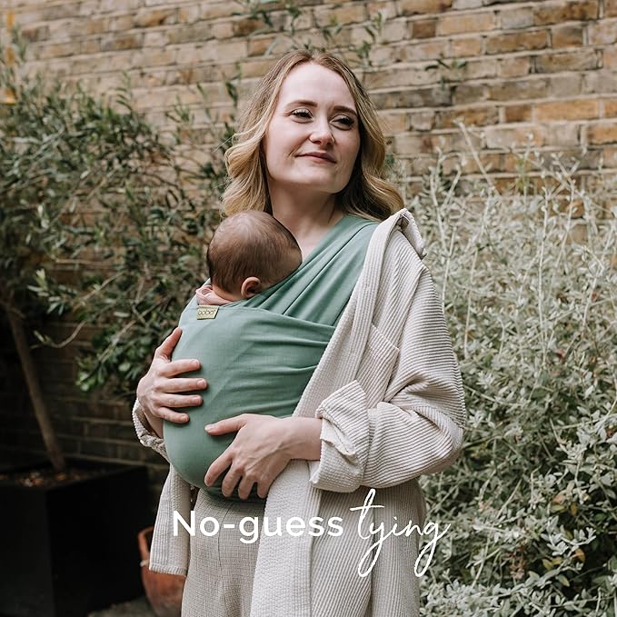 Boba Baby Wrap Carrier – Original Baby Sling Carrier for Newborns (7–35 lbs), Soft, Secure, Hands-Free & Ergonomic, Ideal for Comfortable Bonding, New Parents (Sage Green)-CubbioJoy
