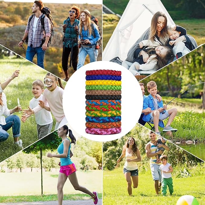36 Pack Mosquito Repellent Bracelets, DEET-Free Natural Bands, PU Leather Insect & Bug Repellent Wrist Bands for Kids & Adults, Individually Wrapped-CubbioJoy