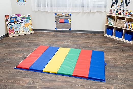 Children's Factory Rainbow Folding Gym Mat, 4' x 6', CF321-145, Toddler and Baby Preschool Activity Floor Mat, Kids Soft Play Equipment for Playroom-CubbioJoy