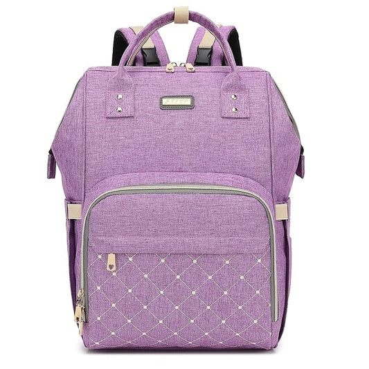 Diaper Bag Backpack, Diaper Bags for Baby Girls Boys, Baby Bags for Moms Dads, Nappy Changing Bag with Insulated Pockets,Multi-functional Waterproof Backpack with Stroller straps-Purple-CubbioJoy