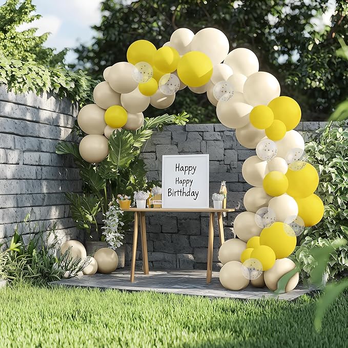 JOYIN 150 Pcs Sand White Balloons, Different Sizes 18 12 10 5 Inch Sand White Latex Balloon Arch Kit with Instruction for Birthday Party Graduation Wedding Holiday Decoration-CubbioJoy