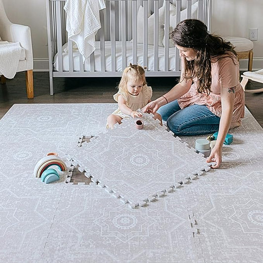 Baby Play Mats for Floor - Layla (4x6ft) - Premium EVA Foam Play Mat for Babies & Toddlers - Perfect for Tummy Time, Crawling, Playroom - Stylish & Comfortable Kids Play Mat-CubbioJoy