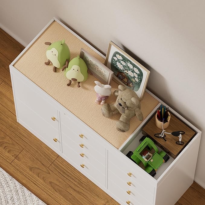 Changing Table Dresser with Drawers,Modern Baby Dresser with Changing Table Top for Nursery,Diaper Changing Station Organizer for Infants Newborn,White-CubbioJoy