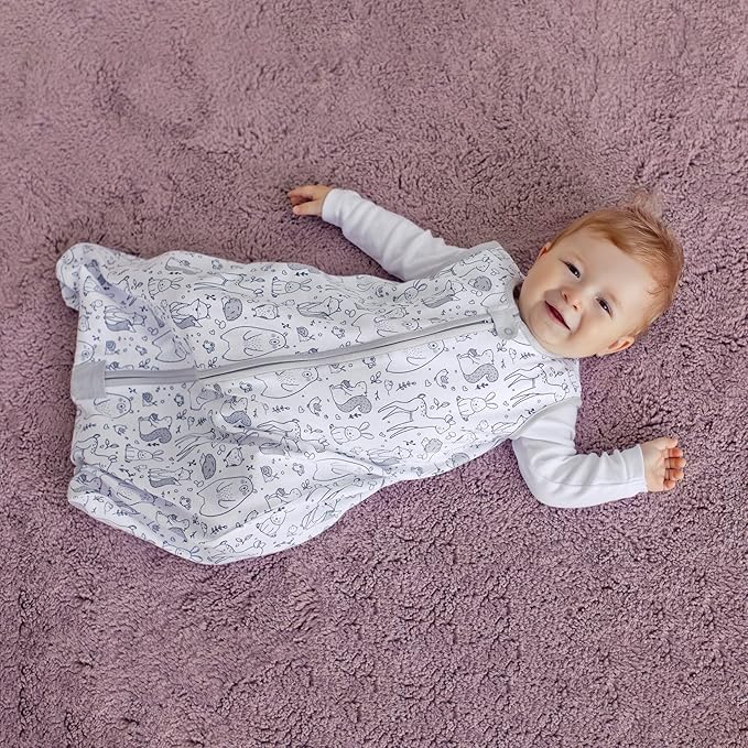 Baby Sleep Sack 1.0 TOG, Organic Cotton Baby Wearable Blanket with Two-Way Zipper, Swaddle Transition Baby Sleeping Bag, All-Season Sleep Sack for Newborn Infant Toddler Boy Girl, 18-24 Months, 1-Pack-CubbioJoy