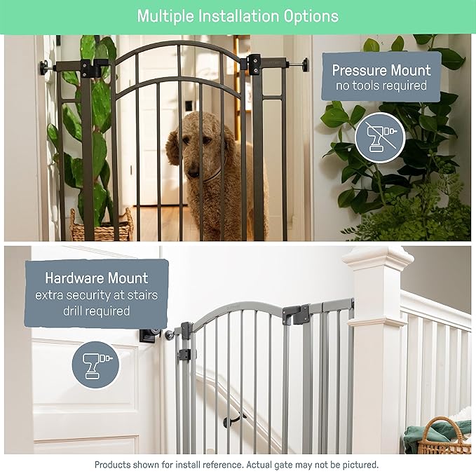 Ingenuity Decorative Extra Tall Baby Gate & Dog Gate, 28.5"-48" Wide, 36" Tall, Hardware or Pressure Mounted, Install on Top or Bottom of Stairs, Banister, or Doorway - Bronze-CubbioJoy