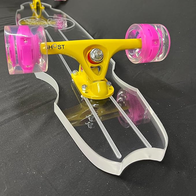 Clear Longboard Skateboard - Transparent Acrylic Long Boards with Light-Up LED Wheels for Smooth Rides - Ride The Streets in Style with Longboard Built for Beginners & Pros Alike-CubbioJoy