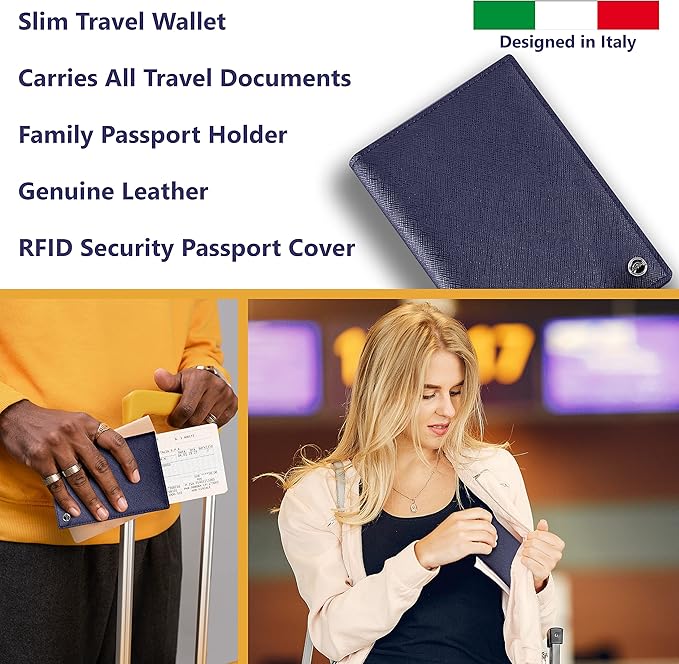 2 Passport Holder - Travel Essentials, RFID Blocking Wallet Credit Card Organiser, Plain Accessories Slim Cover For Men & Women-CubbioJoy