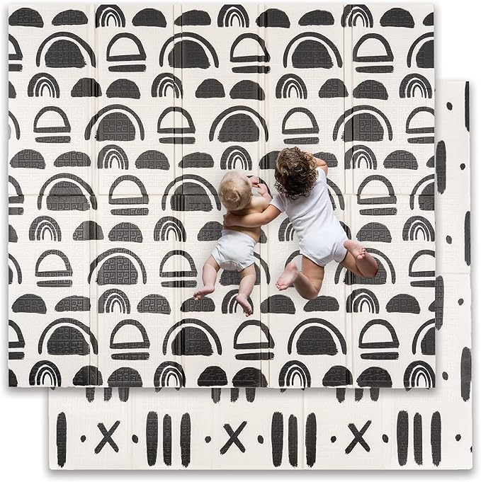 JumpOff Jo - Extra Large Waterproof Foam Padded Play Mat for Infants, Babies, Toddlers, Play Pens & Tummy Time, Foldable Activity Mat, 77 x 70 x 0.6 inches-CubbioJoy