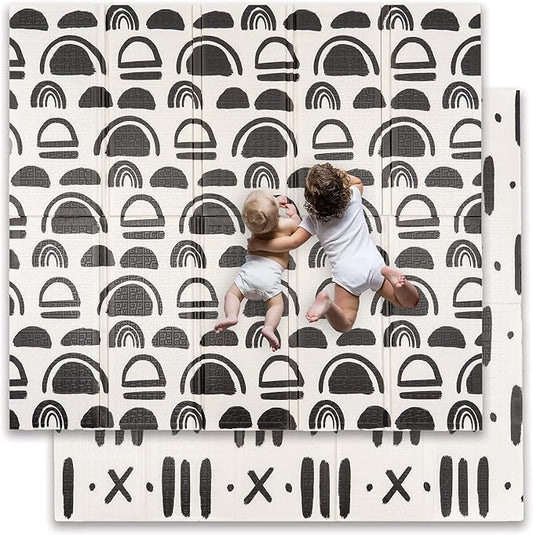 JumpOff Jo - Extra Large Waterproof Foam Padded Play Mat for Infants, Babies, Toddlers, Play Pens & Tummy Time, Foldable Activity Mat, 77 x 70 x 0.6 inches-CubbioJoy