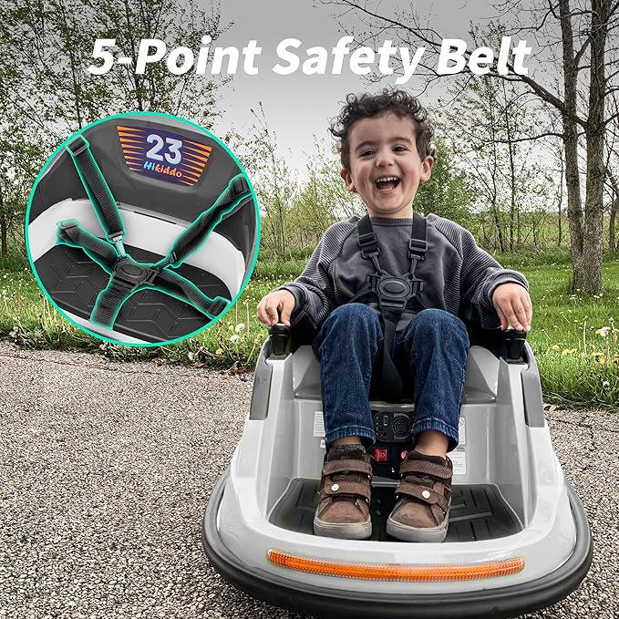 12V Kids Bumper Car, Electric Baby Bumper Car for Toddlers with Remote Control, 3 Speeds - White-CubbioJoy