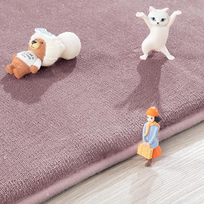 BALAPET Thick Memory Foam 50x50 Play Mat for Playpen, Super Soft Velvet Portable Baby Playpen Mat for Kids Toddler Crawling and Play, Non-Slip Bottom Playmat, Pink-CubbioJoy