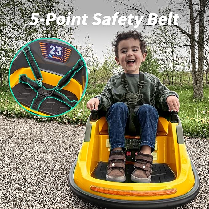 Baby Bumper Car, 6V Electric Kids Bumper Car for Toddlers with Remote Control, Bluetooth - Yellow-CubbioJoy