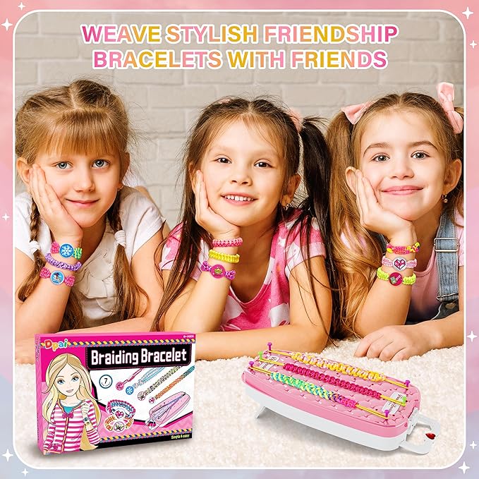 Dpai Friendship Bracelet Making Kit for Girls,DIY Arts and Crafts Toys,Jewelry String Maker Kit,The Best Birthday Gifts Ideas for Girls 6 7 8 9 10 11 12+ Years Old（Pink）-CubbioJoy