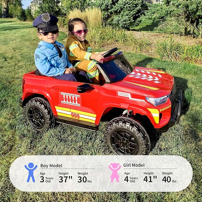 24V 10Ah Electric Police Car Ride on Toy for Big Kids, 4WD 2 Seater Kids Ride on Car SUV w/Remote Control, 4x200W Motors - Red-CubbioJoy